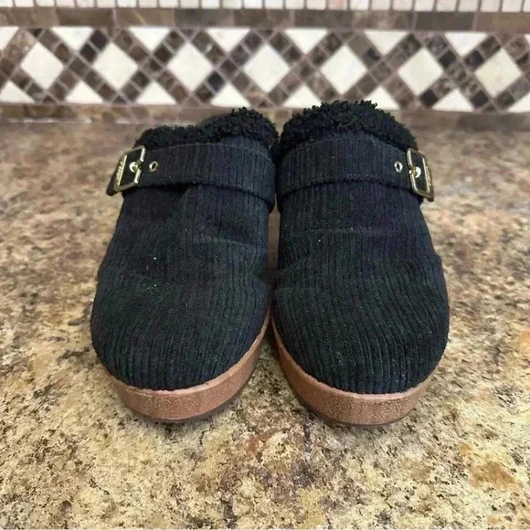 Dr Scholl's Ladies Black Slip-On Mules Pixie Clogs size  7 M Gold Buckle - Picture 5 of 9